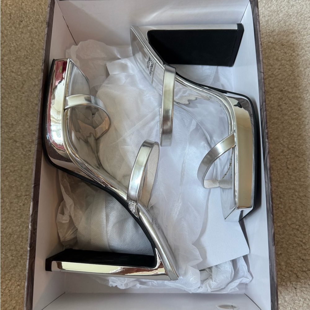 Jeffrey Campbell Silver Strappy Heels